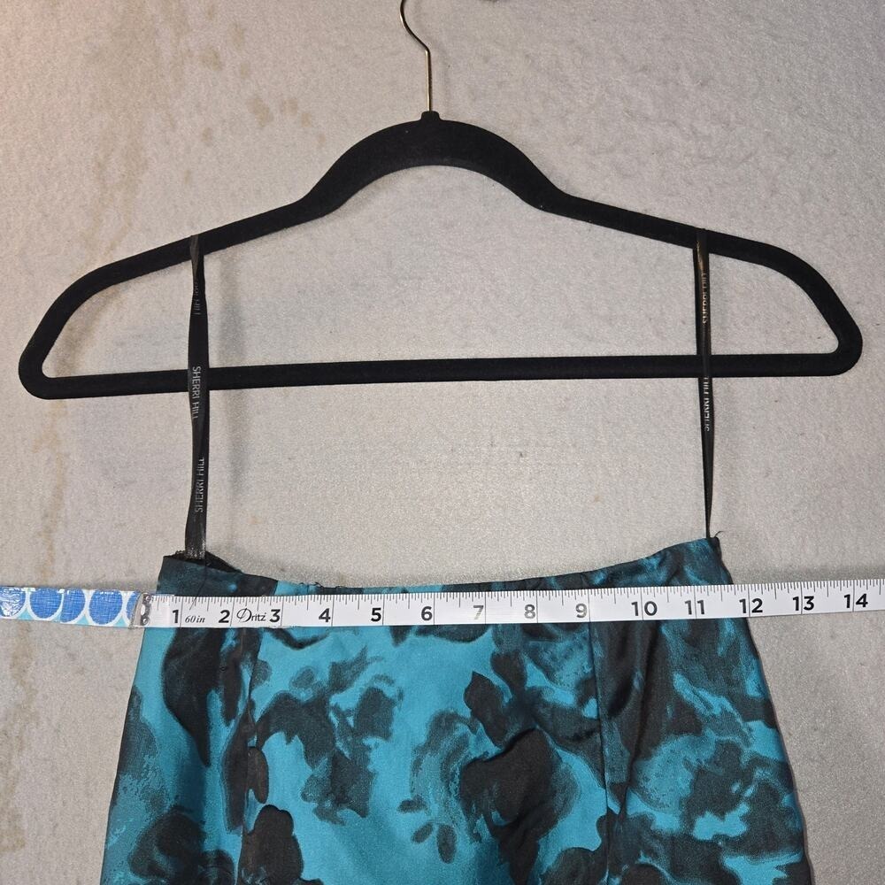 For tigerchik Sherri Hill Size 4 Strapless Gown Teal Black Floral - Picture 9 of 11